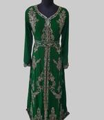 Dark Green color luxurious Full Sleeves Handmade Moroccan Kaftan .