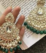 Traditional indian gold plated handcrafted traditional jewellery jhumka earrings set for women