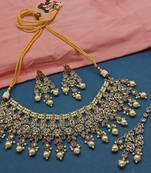 Indian bollywood bridal gold plated kundan ad cz stones necklace jewellery set