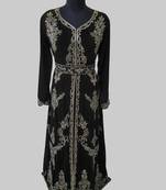 Black color luxurious Full Sleeves Handmade Moroccan Kaftan.