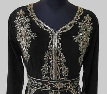 Black color Full Sleeves Handmade Moroccan Kaftan 2