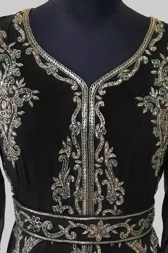 Black color Full Sleeves Handmade Moroccan Kaftan