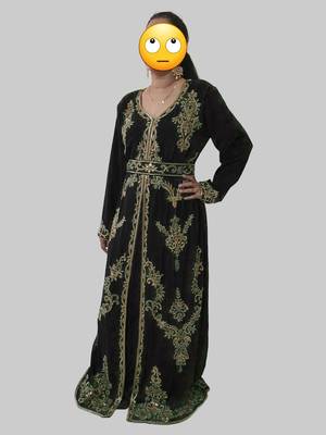 Black color Full Sleeves Handmade Moroccan Kaftan 3