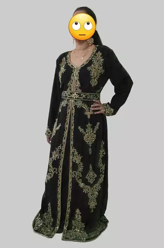 Black color Full Sleeves Handmade Moroccan Kaftan