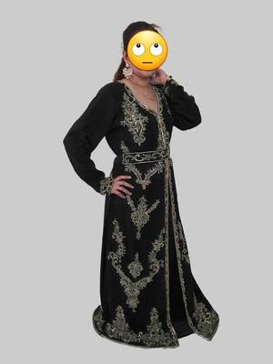 Black color Full Sleeves Handmade Moroccan Kaftan 4