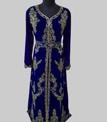 Navy Blue color luxurious Full Sleeves Handmade Moroccan Kaftan .