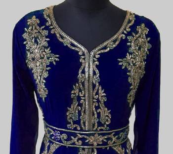 Navy Blue color Full Sleeves Handmade Moroccan Kaftan  2