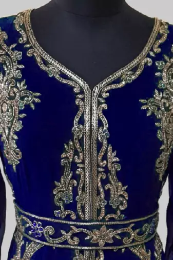 Navy Blue color Full Sleeves Handmade Moroccan Kaftan 