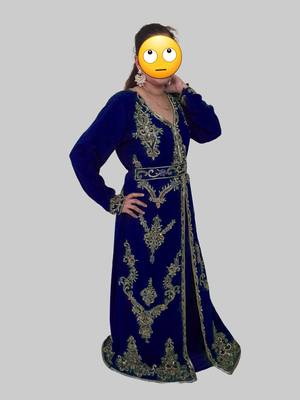 Navy Blue color Full Sleeves Handmade Moroccan Kaftan  3