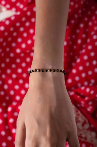Black Beads Mangalsutra Bracelet Or Hand Mangalsutra