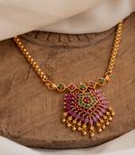 Radiant Blossom Red Stone Pendant Necklace