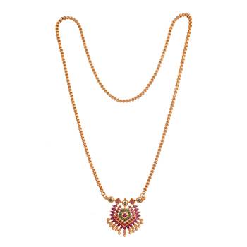 Radiant Blossom Red Stone Pendant Necklace 2