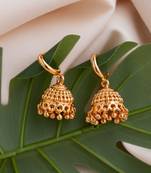 Golden Jhumkis Small With Press Hoop One Gram Gold