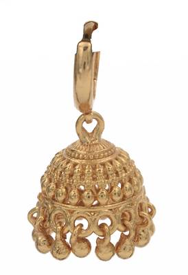 Golden Jhumkis Small With Press Hoop One Gram Gold 3