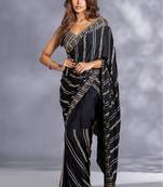 Saree For Women Georgette Fabric With Sequence Embroidery Work
