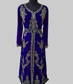 Royal Blue color luxurious Full Sleeves Handmade Moroccan Kaftan.