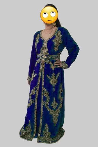 Royal Blue color Full Sleeves Handmade Moroccan Kaftan