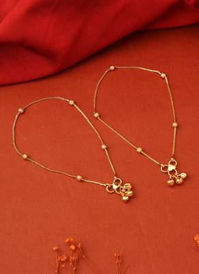Gold Plated Anklets with Gold Balls 2