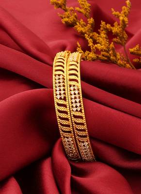 Gold Plated Bangles with American Stone Embellishments 3
