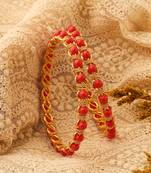 Gold Plated Bangles with Orange Beads