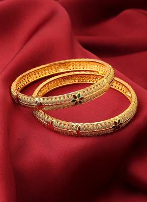Gold-Plated Bangles with Floral Design 1