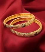 Gold-Plated Bangles with Floral Design