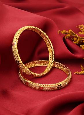 Gold-Plated Bangles with Floral Design 3