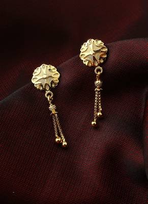 Pair of Gold Earrings with Flower Motif 1