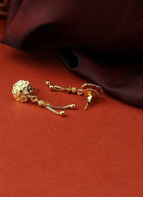 Pair of Gold Earrings with Flower Motif 2
