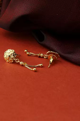 Pair of Gold Earrings with Flower Motif