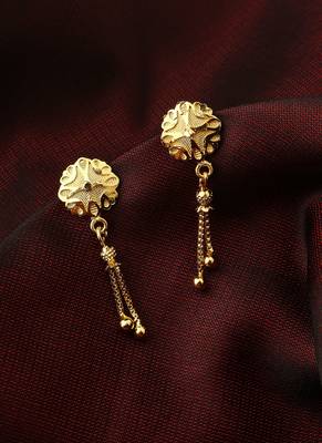 Pair of Gold Earrings with Flower Motif 3