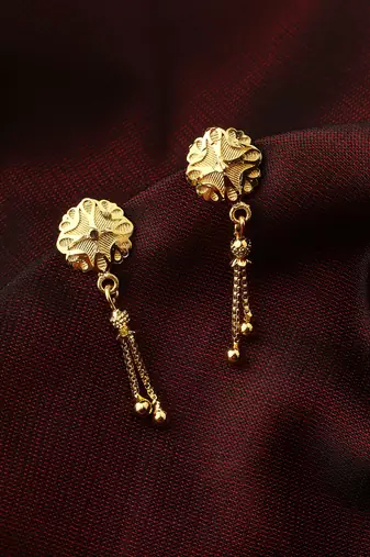 Pair of Gold Earrings with Flower Motif