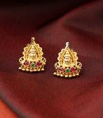 Gold-Plated Earrings with Lakshmi Motif Studs