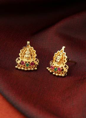Gold-Plated Earrings with Lakshmi Motif Studs 2