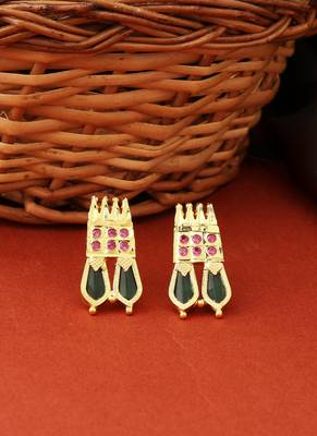 Gold-Plated Designer Palakka Earrings 1