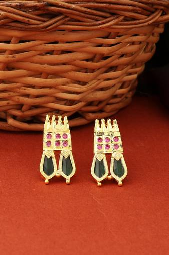 Gold-Plated Designer Palakka Earrings