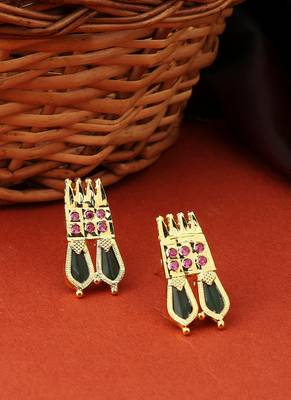 Gold-Plated Designer Palakka Earrings 2