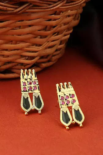 Gold-Plated Designer Palakka Earrings