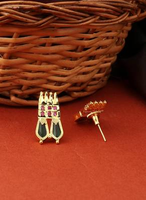 Gold-Plated Designer Palakka Earrings 3