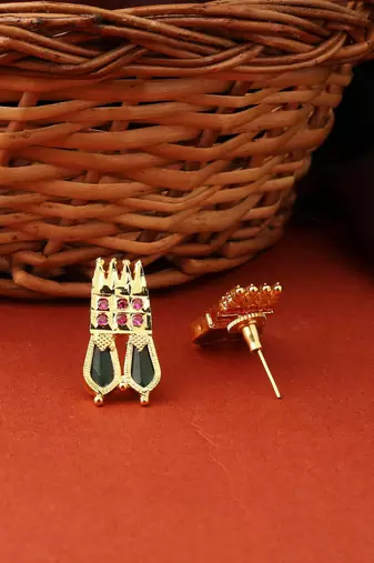 Gold-Plated Designer Palakka Earrings