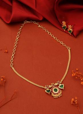 Gold Plated 2 Palakka Necklace Set 1