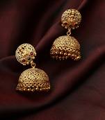 Lakshmi Motif Gold-Plated Temple Jhumki