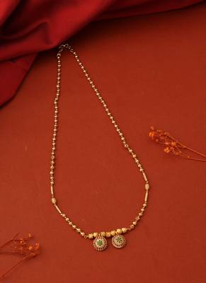 American Stone-Studded Vati Gold Chain Mangalsutra 1