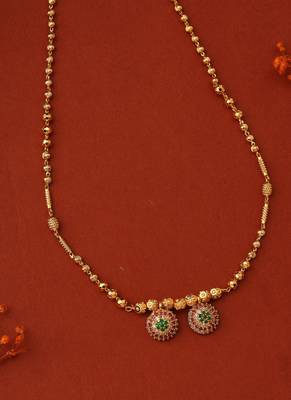 American Stone-Studded Vati Gold Chain Mangalsutra 3