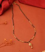 American Stone-Studded Black Beads & Gold Chain Mangalsutra