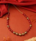 Red Beads & Gold Balls Necklace