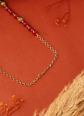 Red Beads & Gold Balls Necklace 3