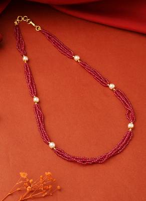 Ruby and White Beads Necklace 1