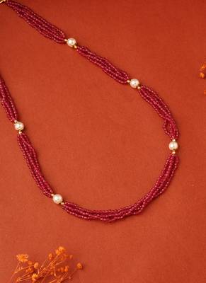 Ruby and White Beads Necklace 2