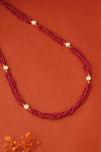 Ruby and White Beads Necklace